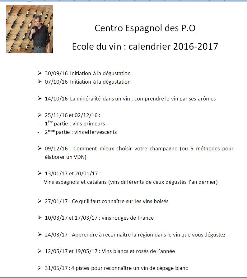 calendrier atelier du vin